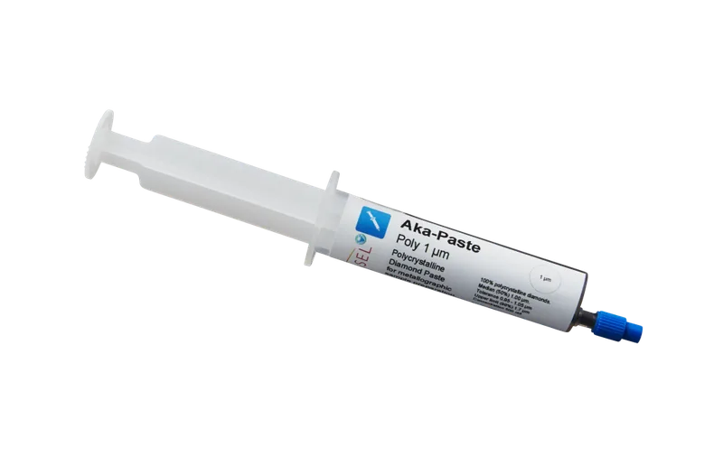 Akasel Aka-Paste Poly 1 µm – Polykristallin diamantpasta i en praktisk 10 ml tub med 500 ct/l, idealisk för effektiv polering och jämna resultat på olika material.